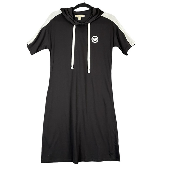 Michael Kors Logo Tee Shirt Hoodie Athleisure Mini Dress Women's Size S - Picture 1 of 9